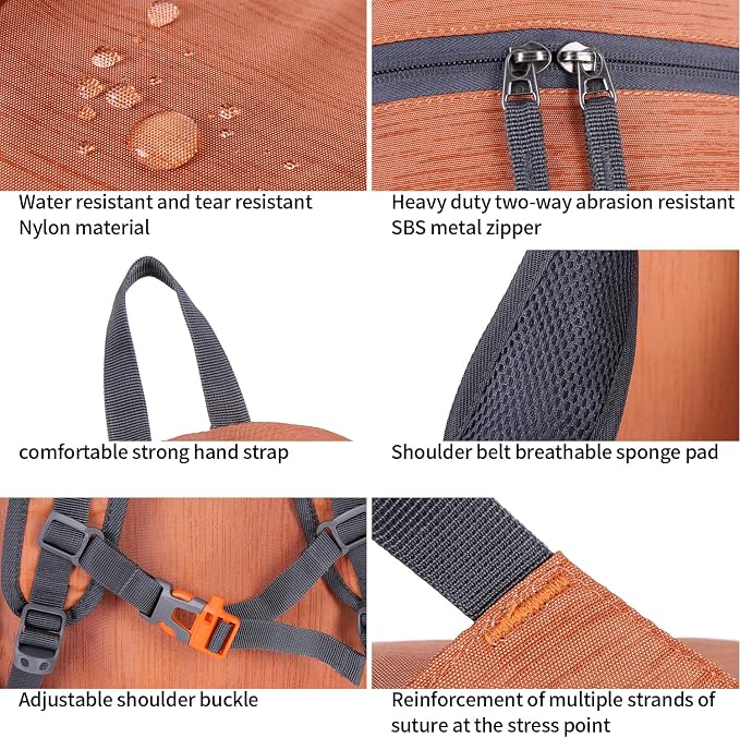 FENGDONG 35L Lightweight Foldable Waterproof Packable Travel Small Hiking - Image 4