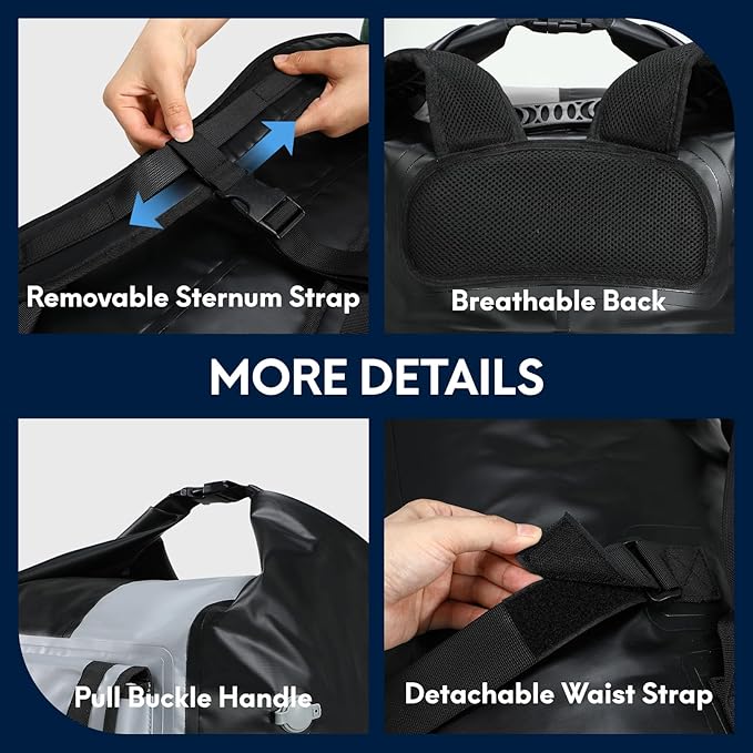 Haimont Waterproof Backpack Roll Top Dry Bag Kayak Dry Backpack IPX7 - Image 3
