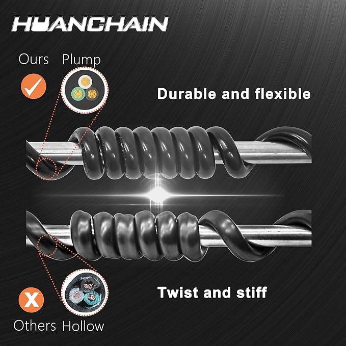 HUANCHAIN 3 FT 16 Gauge Black Indoor Outdoor Extension Cord Waterproof - Image 4