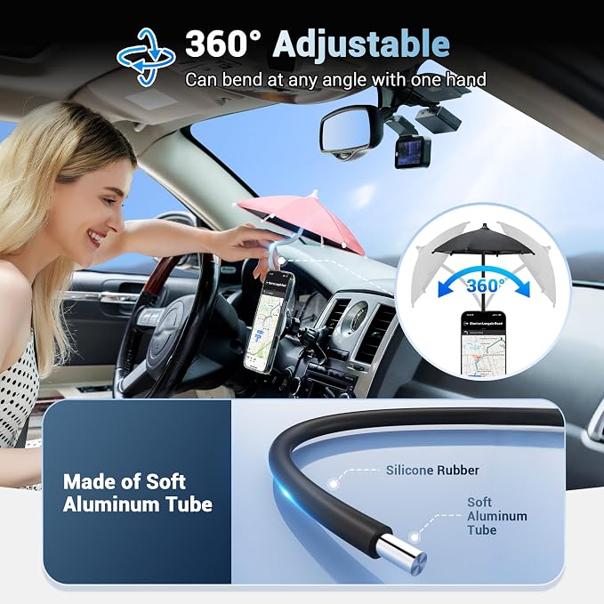 Double Magnetic Phone Umbrella, UPF45+ Magnetic Phone Sunshade Shield - Image 5