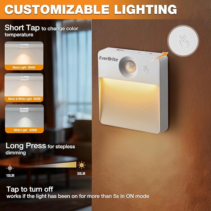 EverBrite Rechargeable Square Motion Sensor LED Night Light, Motion Activated - Image 4
