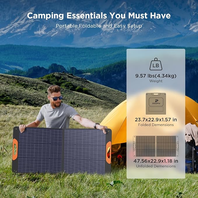 ZOUPW 110 Watt Portable Solar Panel - Image 2
