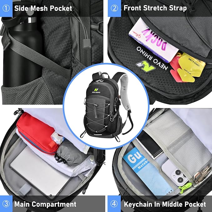 N NEVO RHINO Hiking Backpack 20L Water Resistant Outdoor Day Pack, Lightweight - Image 3