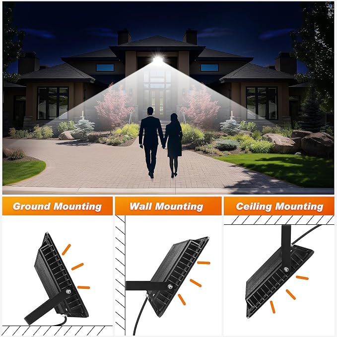 100W LED Flood Light Outdoor, IP66 Waterproof Outside Work Lights, 6500K - Image 3