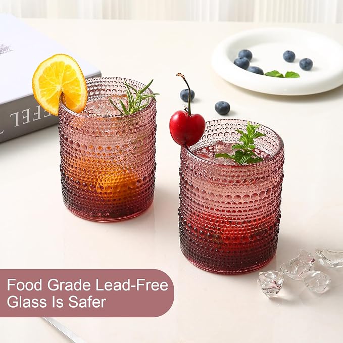 ZMOWIPDL Vintage Glassware Drinking Glasses Set of 6, 12 oz Hobnail Glass Cups - Image 4