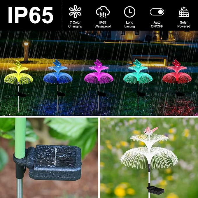Weepong Solar Garden Lights Waterproof 3 Pack Solar Lights Outdoor Decorative 7 - Image 3