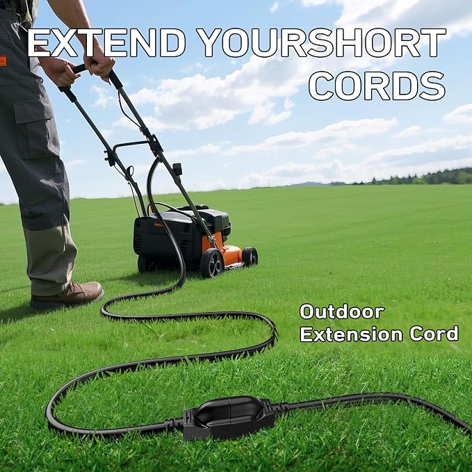 LUCKY TL Indoor Outdoor Extension Cord, 14/3 Gauge Black Long Extension Cord - Image 7