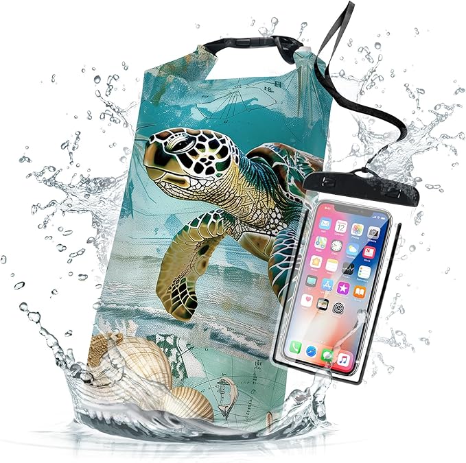 Waterproof Dry Bag, Sea Turtle Starfish Nautical Small Waterproof Backpack by Cliduli