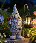 Garden Gnome Statue with Lantern: Outdoor Sculpture Decor by welcometoAcgarten