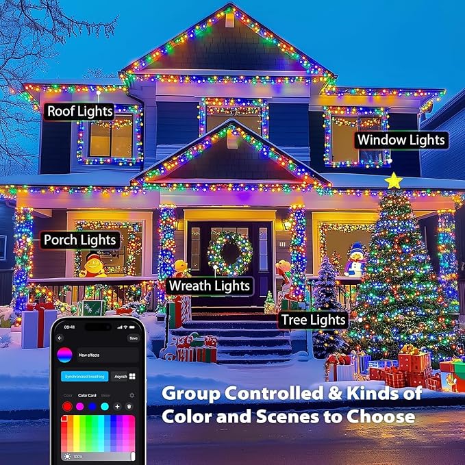 JMEXSUSS APP Controlled Color Changing Christmas Lights, 66ft 200 LED RGB - Image 3