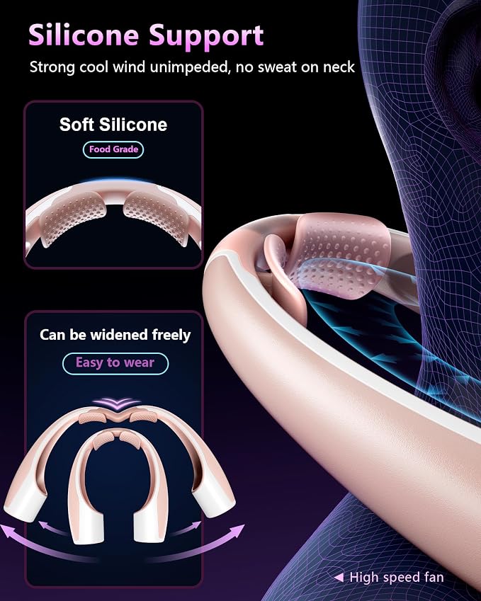 Rohent Neck Fans for Women Rechargeable: High Velocity 4 Speeds Cooling - Image 3