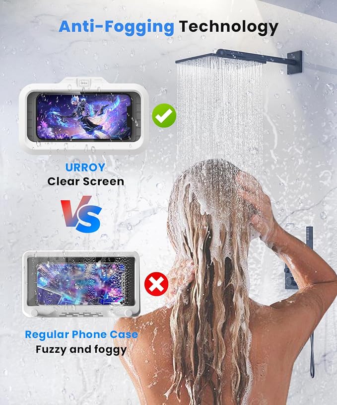 URROY Shower Phone Holder Waterproof One-Touch Open Shower Phone Case Anti-Fog - Image 3