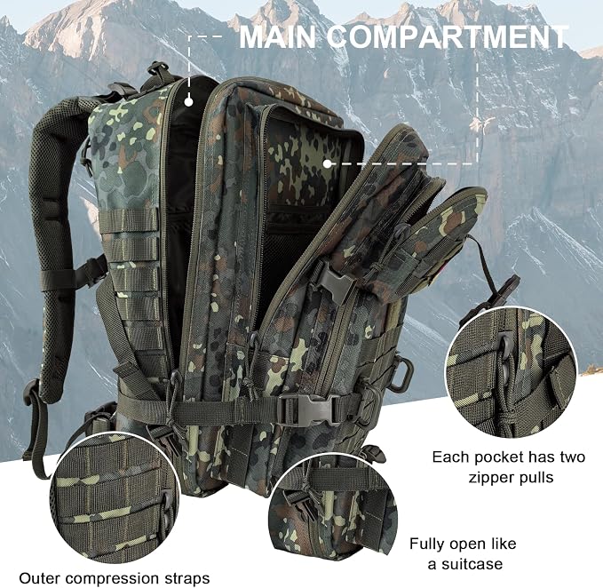 Hannibal Tactical MOLLE Assault Backpack, Tactical Backpack Military Army - Image 3