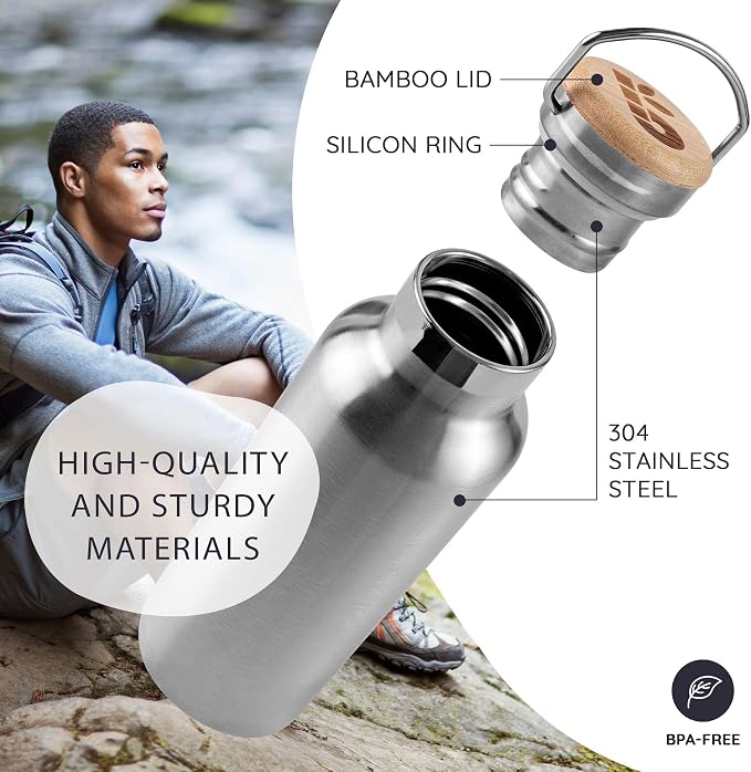 Bambaw 12 oz Metal Water Bottle, Insulated Water Bottle Stainless Steel Double - Image 2