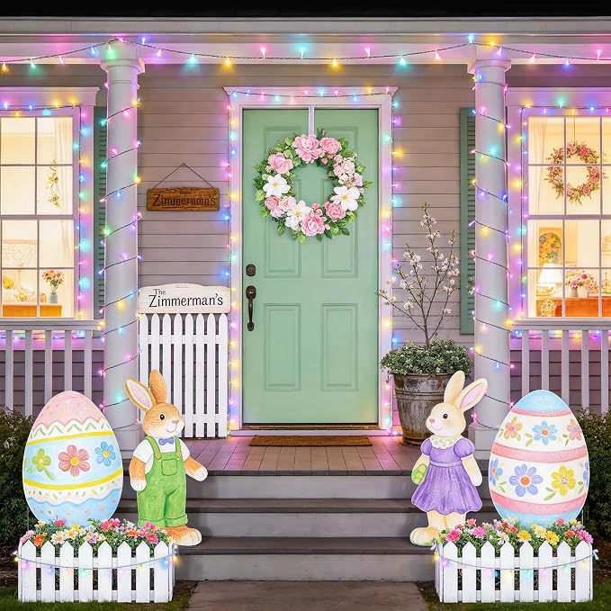 JMEXSUSS 33ft 100 LED Easter Lights Battery Operated, Outdoor Indoor Pastel - Image 6