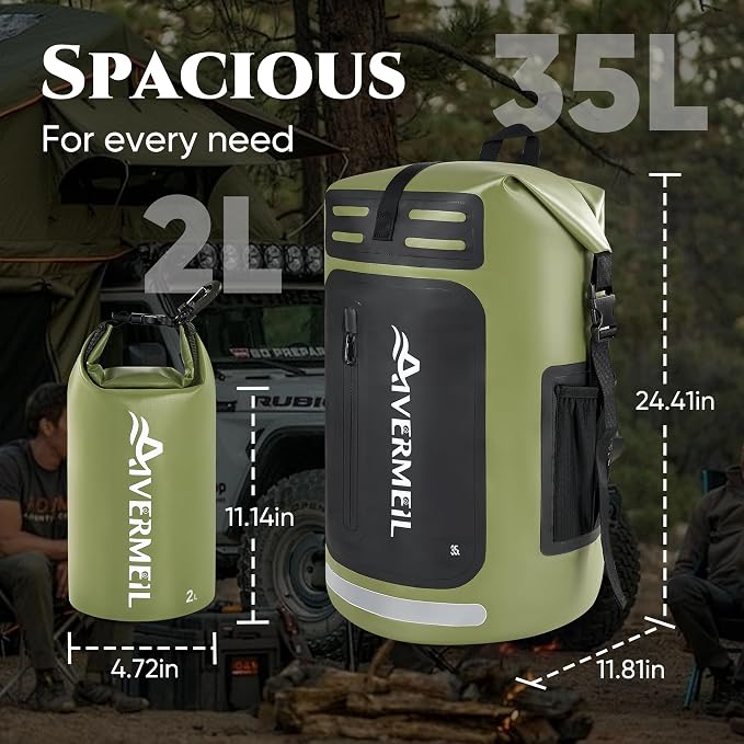 Waterproof Dry Bag with Waterproof Phone Case and small waterproof Bag Green - Image 2