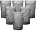 ZMOWIPDL Vintage Glassware Drinking Glasses Set of 6, 13 oz Grey Textured by ZMOWIPDL