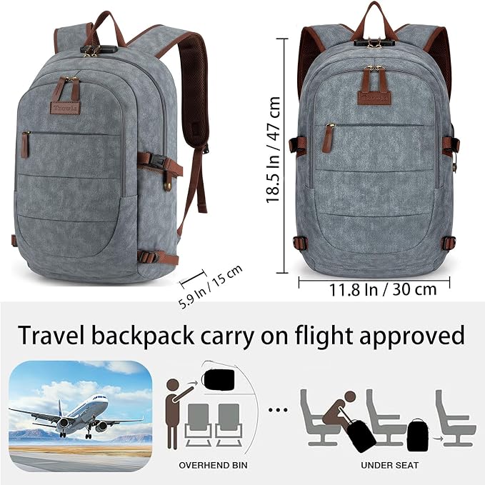 Tzowla Canvas Laptop Backpack-Anti Theft Bag - Image 2