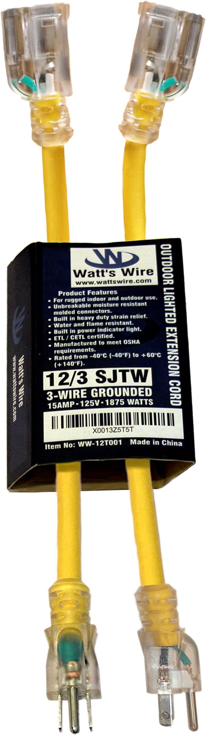 2 Pack - 1 ft Short Outdoor Extension Cord Waterproof - 12 Gauge Heavy Duty - Image 6