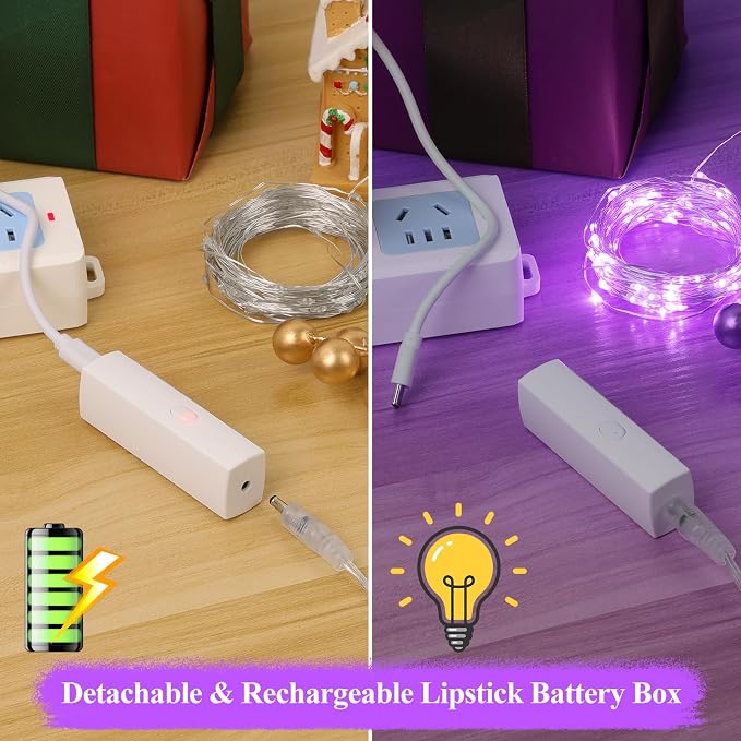 Lakumu Rechargeable Fairy Lights Battery Operated, String Lights - Image 3