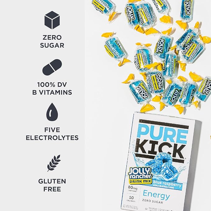 PURE KICK Energy Singles To Go Drink Mix, Jolly Rancher Blue Raspberry - Image 4