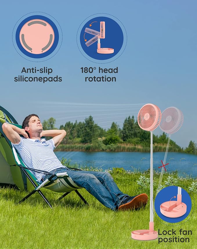 Primevolve Battery Operated Fan, Portable Rechargeable USB Floor Table Desk Fan - Image 3