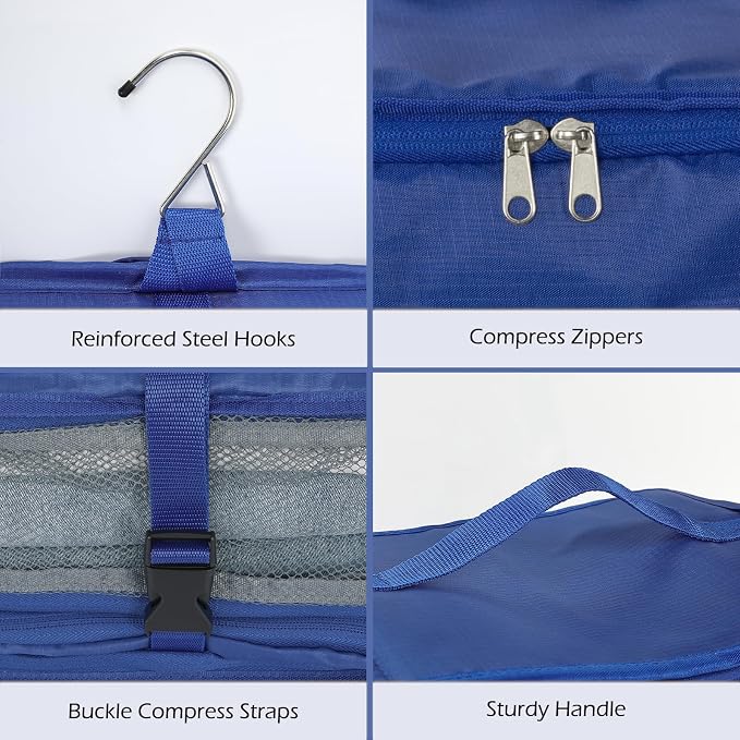 Surblue Hanging Shelves Travel Storage Bag Compression Packing Cube - Image 6