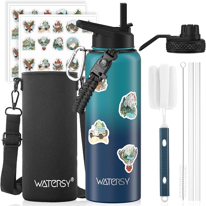 40oz Insulated Water Bottle, BPA Free&Leak Proof, Stainless Steel Water Flask by Watersy