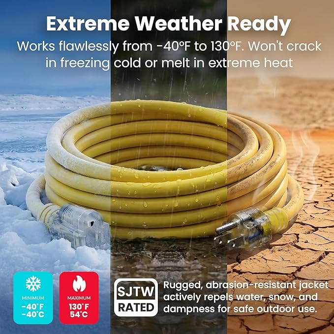 GEARit 100 Ft Extension Cords 10/3 Gauge Outdoor/Indoor SJTW 10 AWG 3 Prong - Image 4
