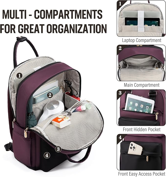 LOVEVOOK Laptop Backpack for Women 15.6 Inch Laptop Bag - Image 2