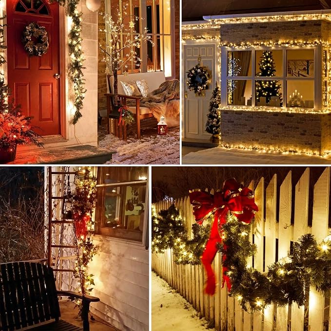 88FT 240LED Connectable String Lights Indoor Outdoor Clear Wire, Warm - Image 8