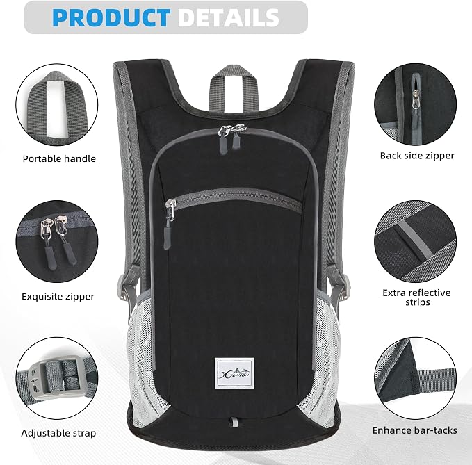 Xgunion Hiking Backpack 10L Small Travel Lightweight Daypack Foldable Hiking - Image 4