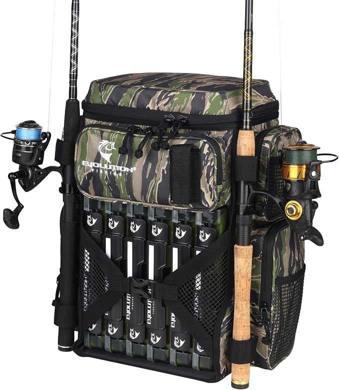 Evolution Fishing Drift Series Tackle Backpack, Outdoor Rucksack w/ 6 Fishing - Image 2