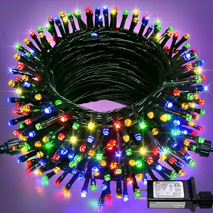 JMEXSUSS 200 LED Multicolor Christmas Lights Outdoor Waterproof, 66ft by JMEXSUSS