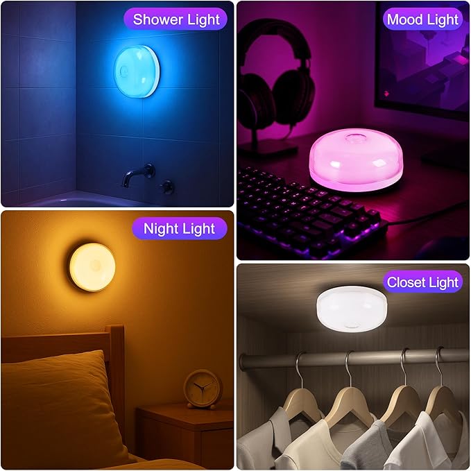 2-Pack Rechargeable Shower Light No Wiring, 15 RGBW Color Changeable Waterproof - Image 7