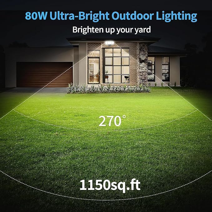 Olafus 80W Flood Lights Dusk to Dawn Outdoor Lighting, IP65 Waterproof LED - Image 4