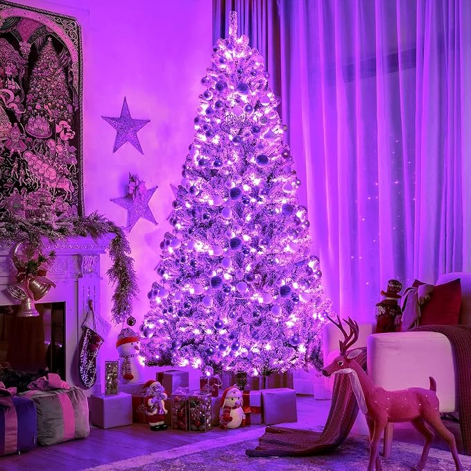 JMEXSUSS 33ft 100 LED Purple Christmas Lights, Battery Operated Christmas Lights - Image 2
