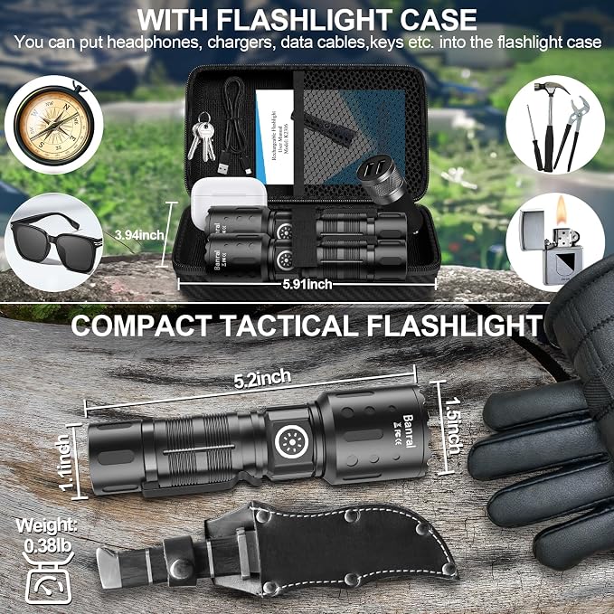 Rechargeable Flashlights High Lumens, Super Bright LED Small Powerful Tactical - Image 2