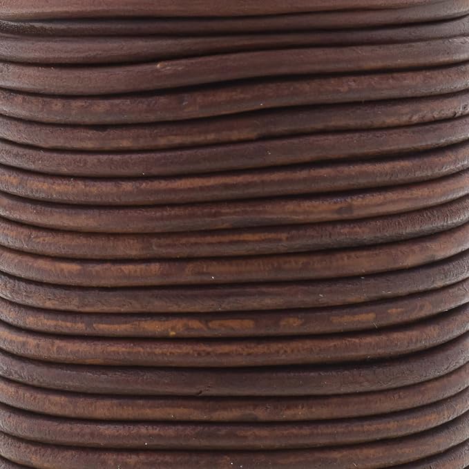 Mandala Crafts Round Genuine Distressed Brown Leather Cord - Image 3