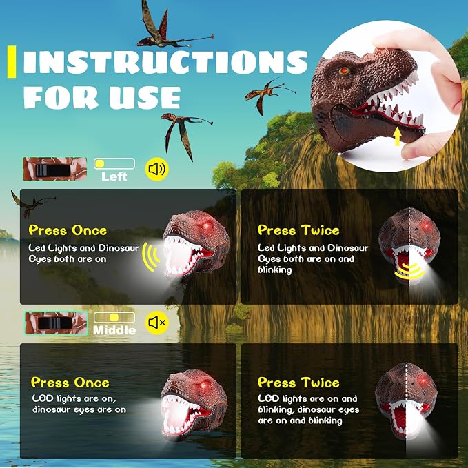 Dysaim Kids Headlamp, Dinosaur Headlamp - Image 6