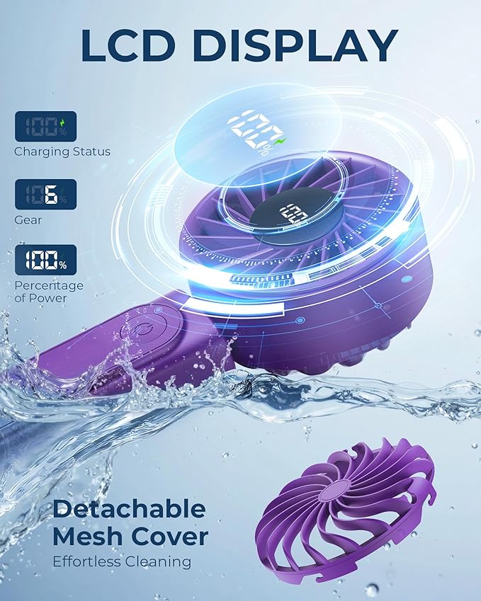 Peiyuu Portable Handheld Fan, USB Rechargeable 180° Foldable Mini Desk Fan - Image 5