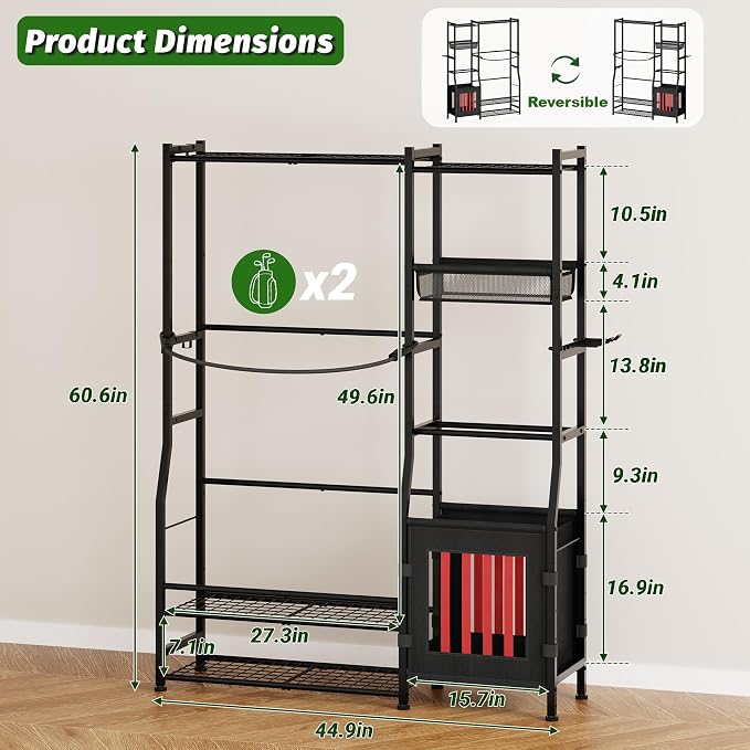 Sports Equipment Organizer Garage Organization, Golf Bag Storage Rack, Organizer - Image 7