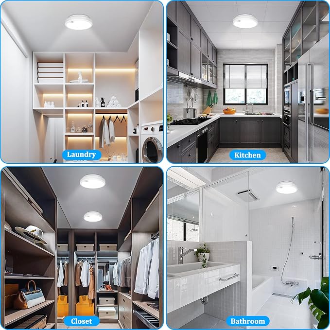 2-Pack Battery Operated Motion Sensor LED Ceiling Light, 7.2inch Flush Mount - Image 7