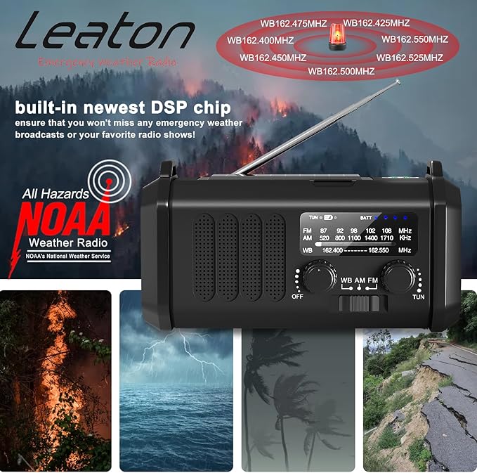 Leaton Emergency Hand Crank NOAA Weather Radio - Image 2