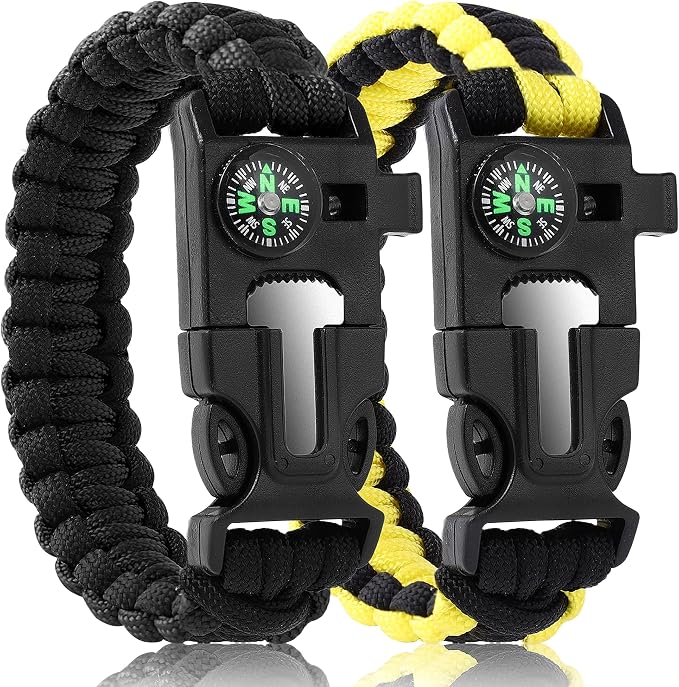Bracelets, Survival Bracelets for Men Paracord Tactical 5-in-1 Camping Gear Kits by Oadnfa