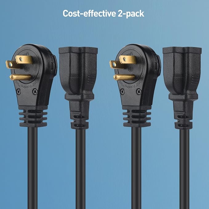 Cable Matters 2-Pack 16 AWG 360° Rotating Flat Plug Short Extension Cord - 1ft - Image 7
