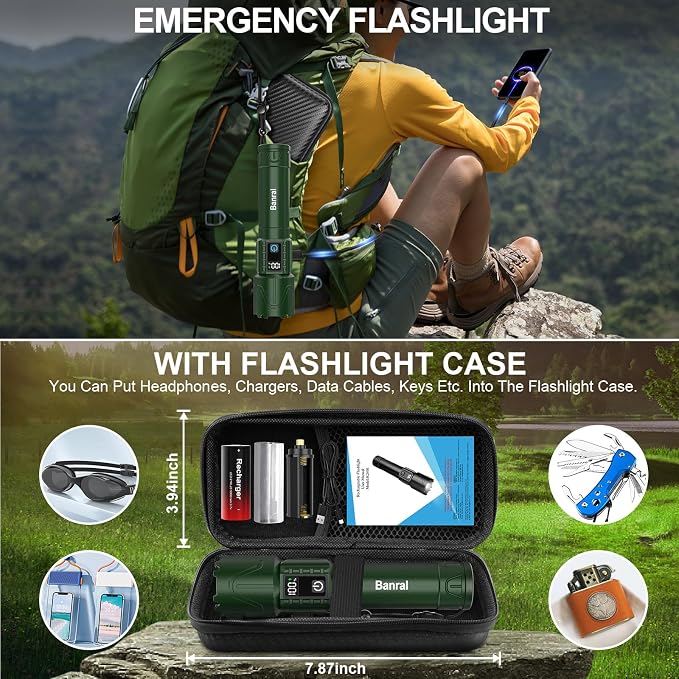 Rechargeable Tactical Flashlights 2000 High Lumens - 5000mAh Super Bright LED - Image 5