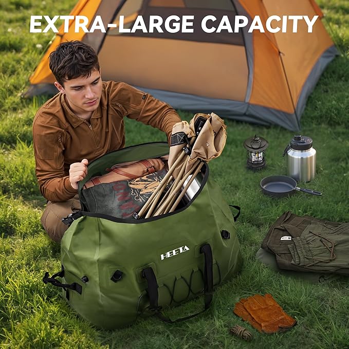 HEETA Waterproof Duffel Bag Motorcycle Dry Bag Backpack, 60L/80L Extra Large - Image 2