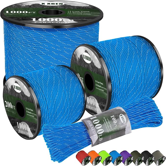 X XBEN Paracord Reflective 1000lb, 50/100/200/500/1000ft 4mm, 13 Strand by XXBEN