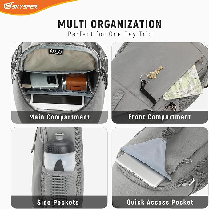 SKYSPER Sling Bag RFID Cross Body Bag Recycled Crossbody Backpack Travel Daypack - Image 5